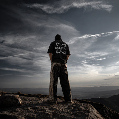 t-shirt sulfur system noir avec paysage